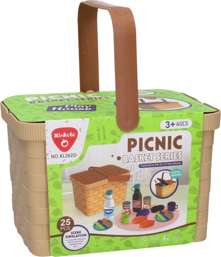 Coș de picnic cu veselă și alimente, 23 cm