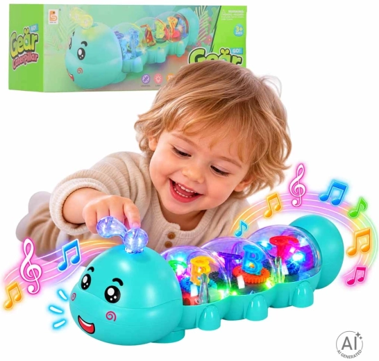 Omida interactivă târâtoare cu lumini LED și sunete, albastră