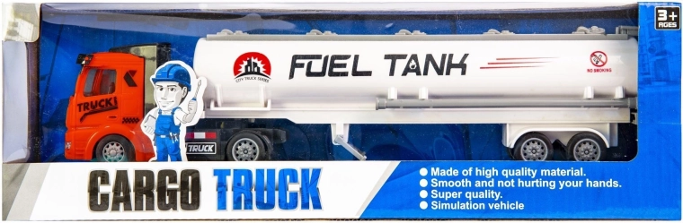 Camion cu cisternă cu mecanism inerțial pull-back, cu cabină roșie - 1 bucată