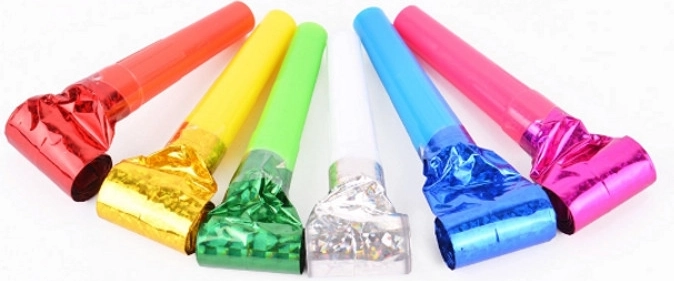 Fluiere de petrecere holografice multicolore (6 buc.)