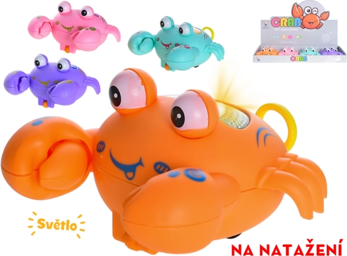 Crab jucărie care se deplasează pe baterii cu lumină, 10 cm