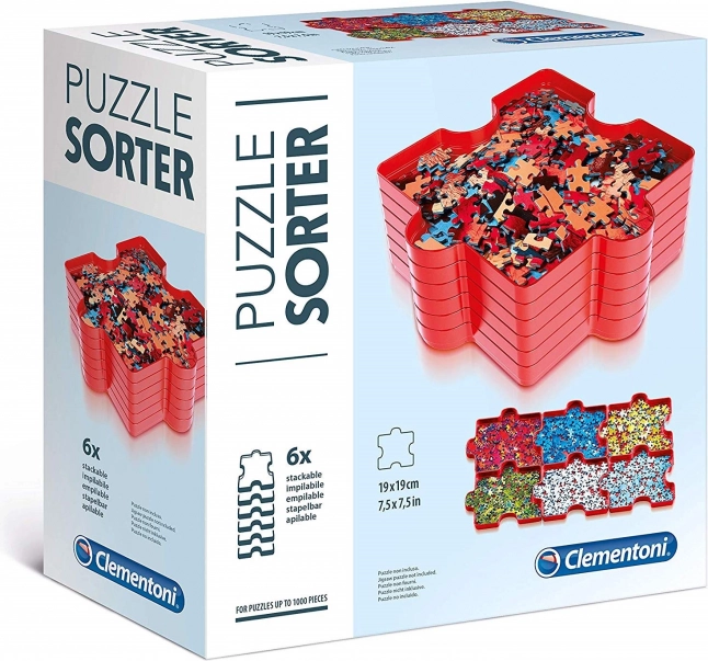 Clementoni sortator pentru puzzle – set de 6 compartimente