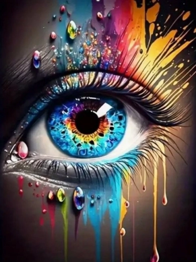 pictură cu diamante ochi colorat 30 × 40 cm