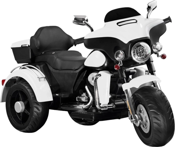 Motocicletă electrică pentru copii tip chopper cu 2 motoare, topcase și lumini