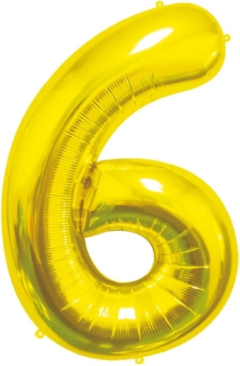 Balón din folie cifră 6, auriu 85 cm
