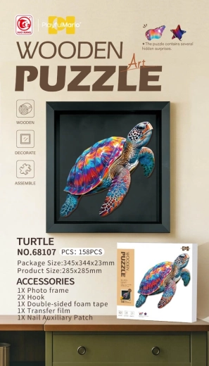 Puzzle din lemn cu broască țestoasă, 158 de piese