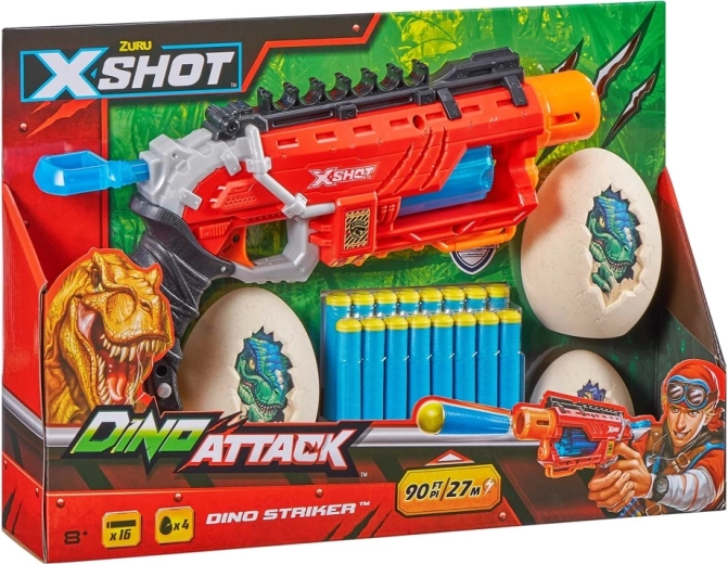 X-Shot Dino Attack Dino Striker pistolă pentru copii cu săgeți din spumă