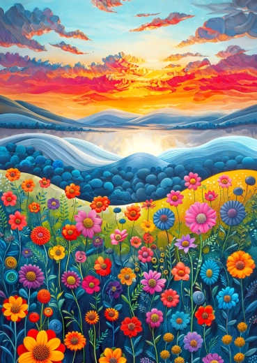Puzzle Enjoy Câmp la răsărit 1000 de piese