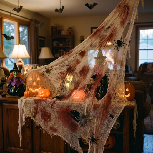Decorațiune textilă de Halloween roșu-albă 91 x 76 cm