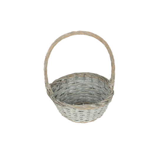 Coș împletit gri cu mâner 20 × 10 × 28 cm