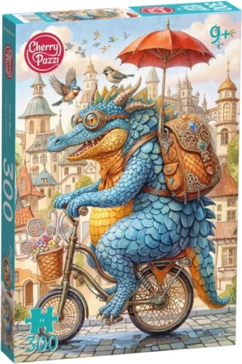 Puzzle Cherry Pazzi Șopârla pe bicicletă, 300 de piese