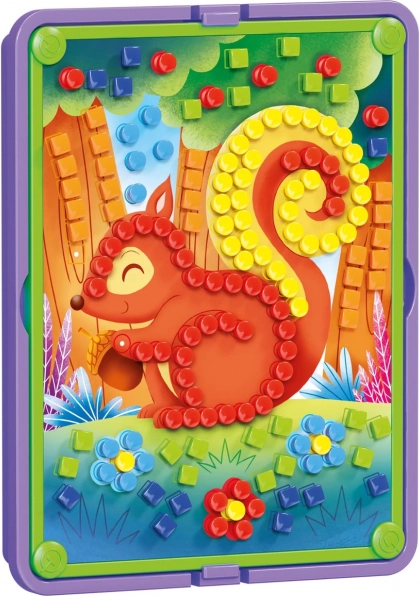 Quercetti mozaic Pin Bosco – mozaic cu pini pentru copii cu motive din pădure