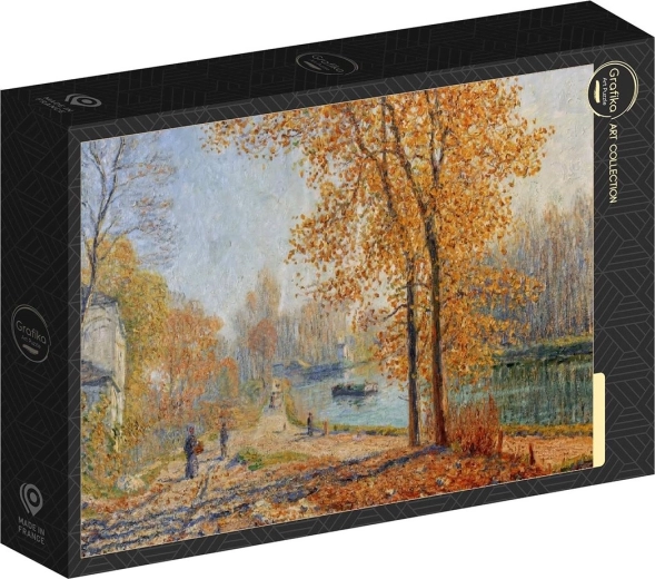 Puzzle Grafika Malurile Loingu, dimineață de toamnă în Moret, 1000 de piese
