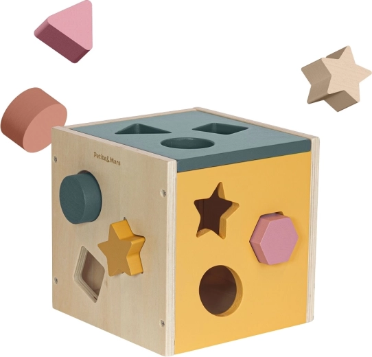 Cub din lemn pentru sortare Petite&Mars Gravity Wood of Mars Aurora Pink