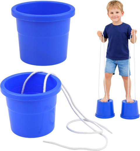 Trepiede tip găleată pentru antrenarea echilibrului, albastre, 2 buc.