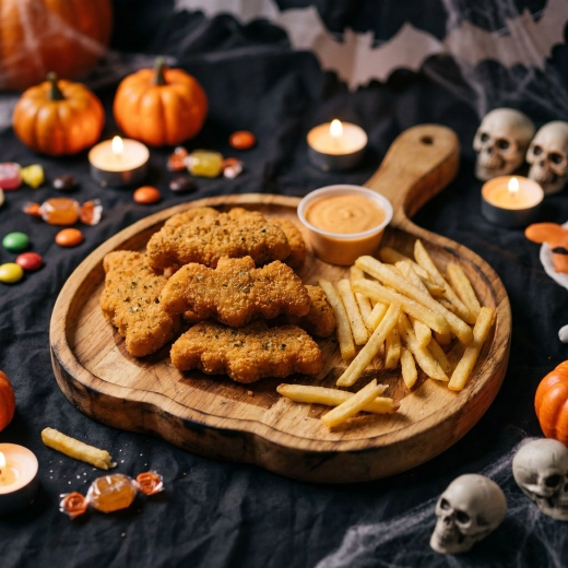 Tavă decorativă din lemn pentru servire, în formă de dovleac, pentru Halloween