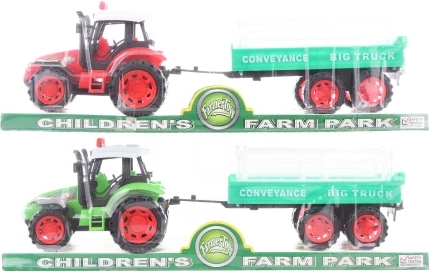 Tractor din plastic cu volant de inerție și remorcă 32 cm