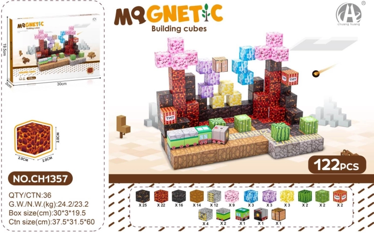 Set de cuburi magnetice 3D, 122 de piese