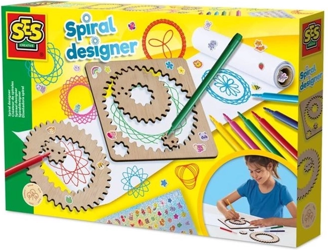 SES Creative Spiral designer – set din lemn pentru desenarea spiralelor