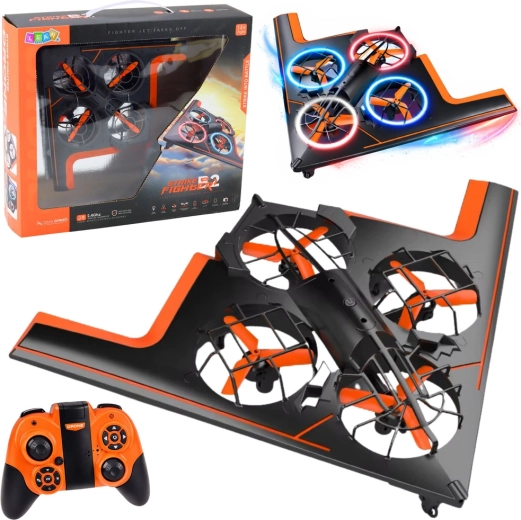 Dron RC quadcopter cu iluminare LED și control prin aplicație