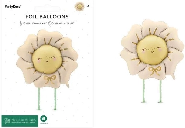 Balon din folie cu efect de mers, floare, bej deschis, 104 × 104 cm