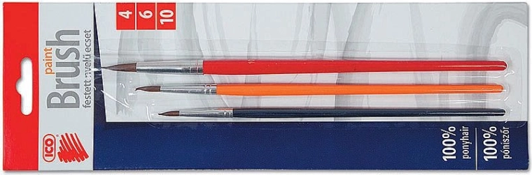 Set de pensule rotunde ICO 4/6/10 – mânere din lemn colorate