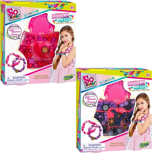 Tasia set de mărgele din lemn pentru brățări, 2 variante