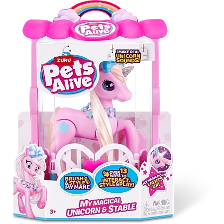 Unicorn interactiv Pets Alive cu grajd