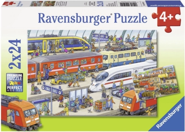 Puzzle Gara de Tren Agitată 2x24 piese Ravensburger