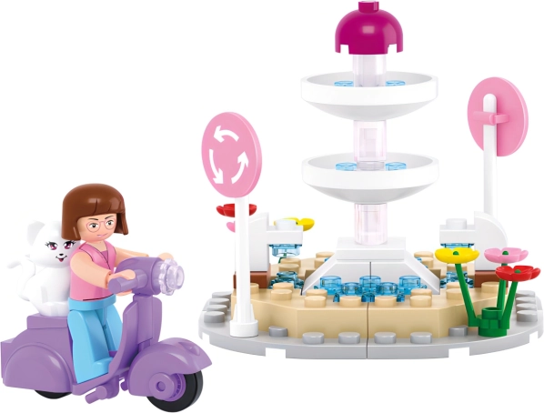 Sluban Girls Dream Town M38-B0519 Sens giratoriu cu fântână și scuter