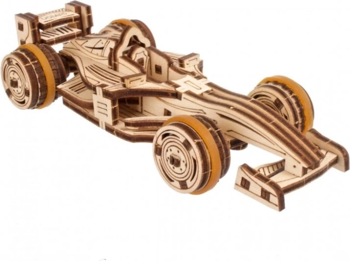 Ugears Compact Racer – puzzle mecanic 3D din lemn, mașină de curse tip formulă