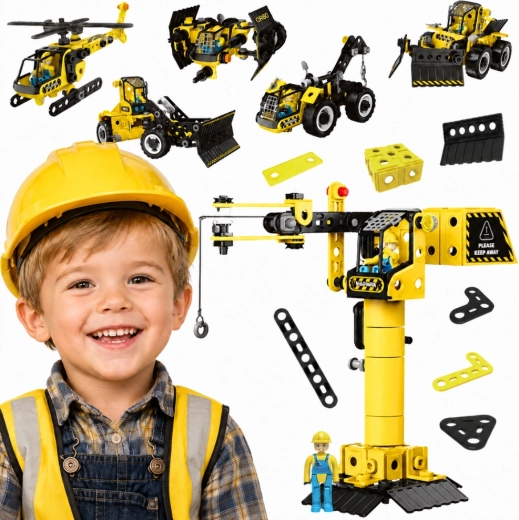 Set de construcție Woopie cu vehicule de construcții STEAM 6 în 1, 223 de piese