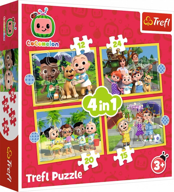 Puzzle 4v1 Cocomelon, Cunoaște eroii Trefl
