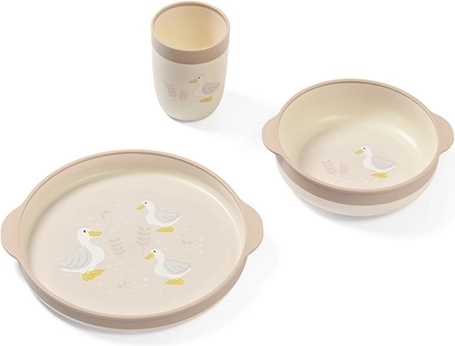 Babyono set de masă pentru copii Farmer, farfurie, bol și pahar, 12m+