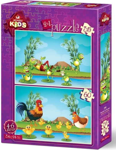 Puzzle Animale cu pui 35 și 60 piese