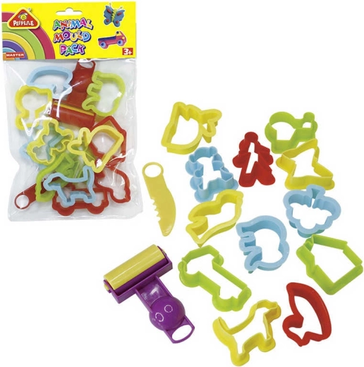 Set de forme de decupat din plastic cu cuțit și sucitor (12 buc.)