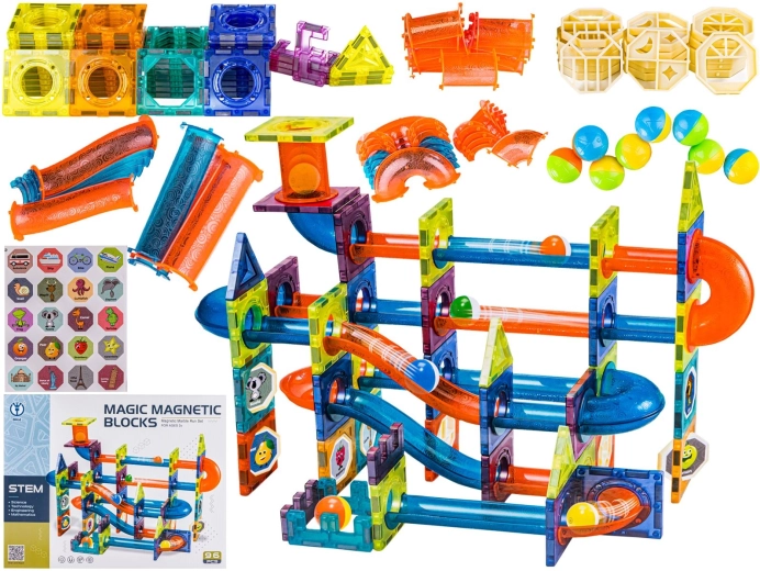 Construcție magnetică – pistă cu bile 96 piese