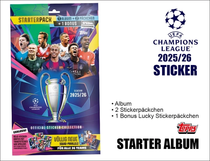 Topps UEFA Champions League 2025/2026 autocolante - multipack