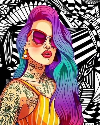 Norimpex pictură cu diamante fată cu tatuaj 30 × 40 cm