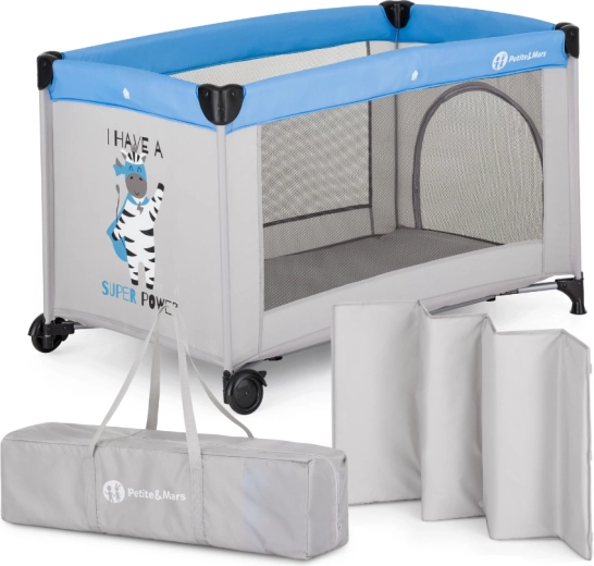 Pătuț de călătorie PETITE&MARS Koot Zebra Super Power 120 × 60 cm