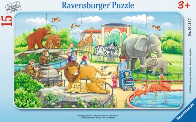 Ravensburger puzzle pentru copii în ramă, 15 piese – excursie la zoo