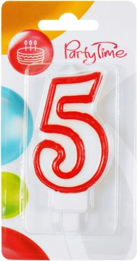 Lumânare aniversară cifră 5 – roșie