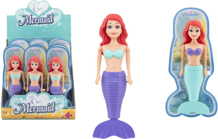 Sirenă de apă cu cheiță, jucărie de baie din plastic 18 cm
