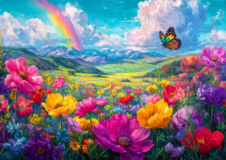 Puzzle Enjoy Pajiște curcubeu 1000 de piese