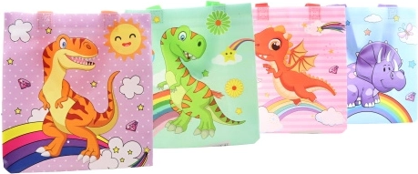Pungă cadou cu motiv dinozaur, din plastic, 22 × 23 × 11 cm