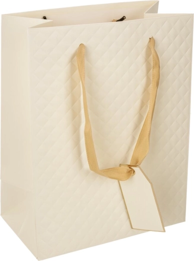 Pungă cadou din hârtie Quilt bej 18 × 10 × 23 cm
