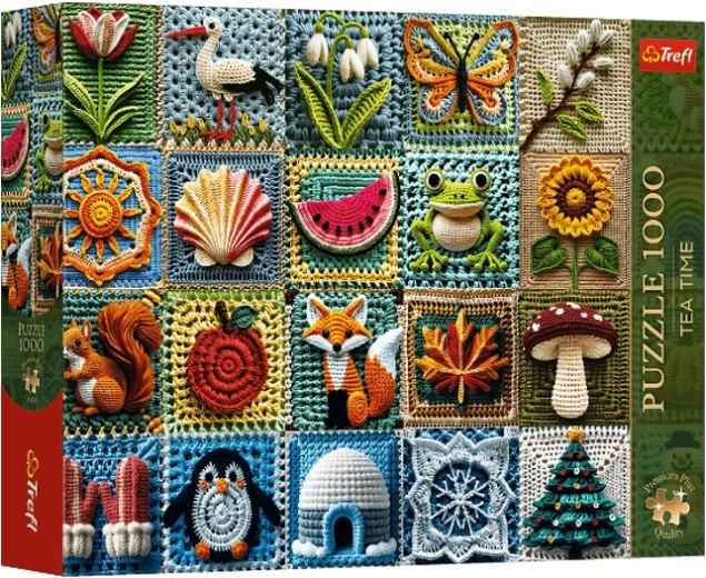 Puzzle Trefl Premium Plus „Tea time: cele patru anotimpuri croșetate” – 1000 de piese