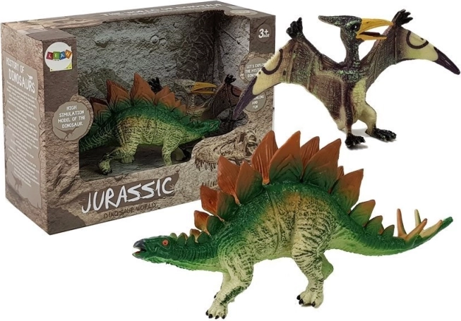 Set jucării Dinozaur Stegosaurus și Pteranodon