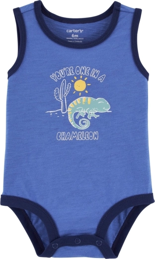 Body pentru bebeluși Carter’s fără mâneci Blue Chameleon pentru băieți 6 m