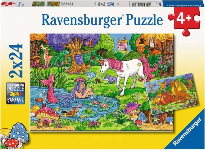 Puzzle Ravensburger Pădurea magică 2x24 piese